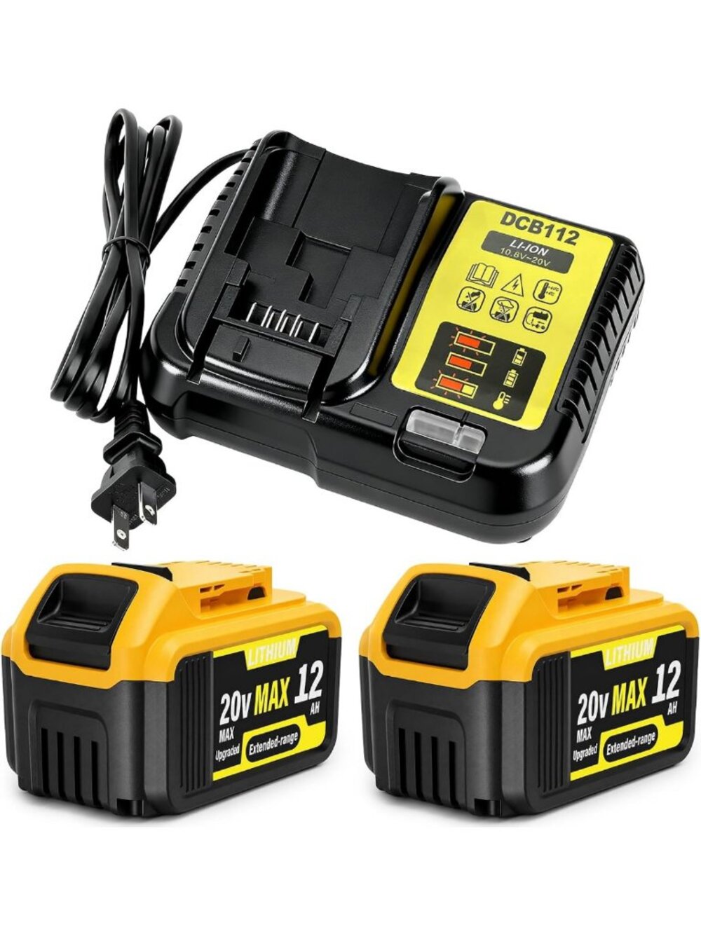 High Capacity 12000mAh Lithium-Ion Battery & Charger Combo for Power Tools